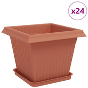 Fioriere | Cassetta per fiori | Vasi per Piante 24 pz Rosso Mattone 33 x 33 x 26 cm Plastica