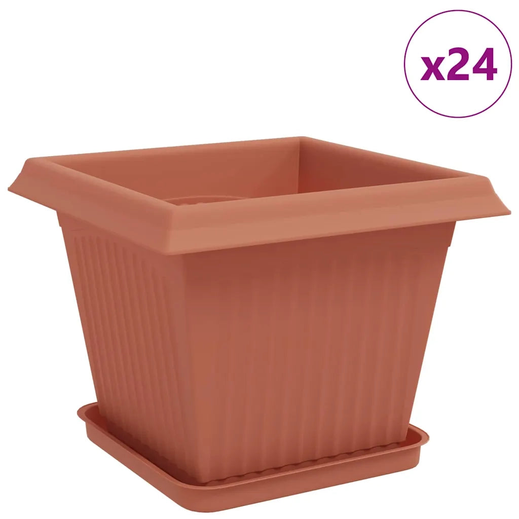Fioriere | Cassetta per fiori | Vasi per Piante 24 pz Rosso Mattone 33 x 33 x 26 cm Plastica