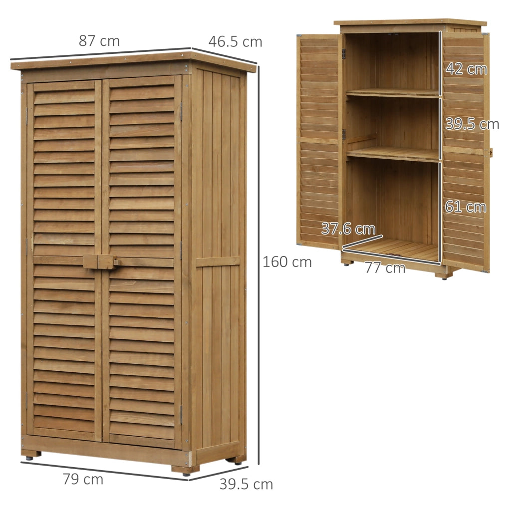 EasyComfort Casetta in Legno da Giardino con Tetto Impermeabile, Armadio da Esterno Porta Attrezzi da Giardino con 3 Mensole, 87x46.5x160cm