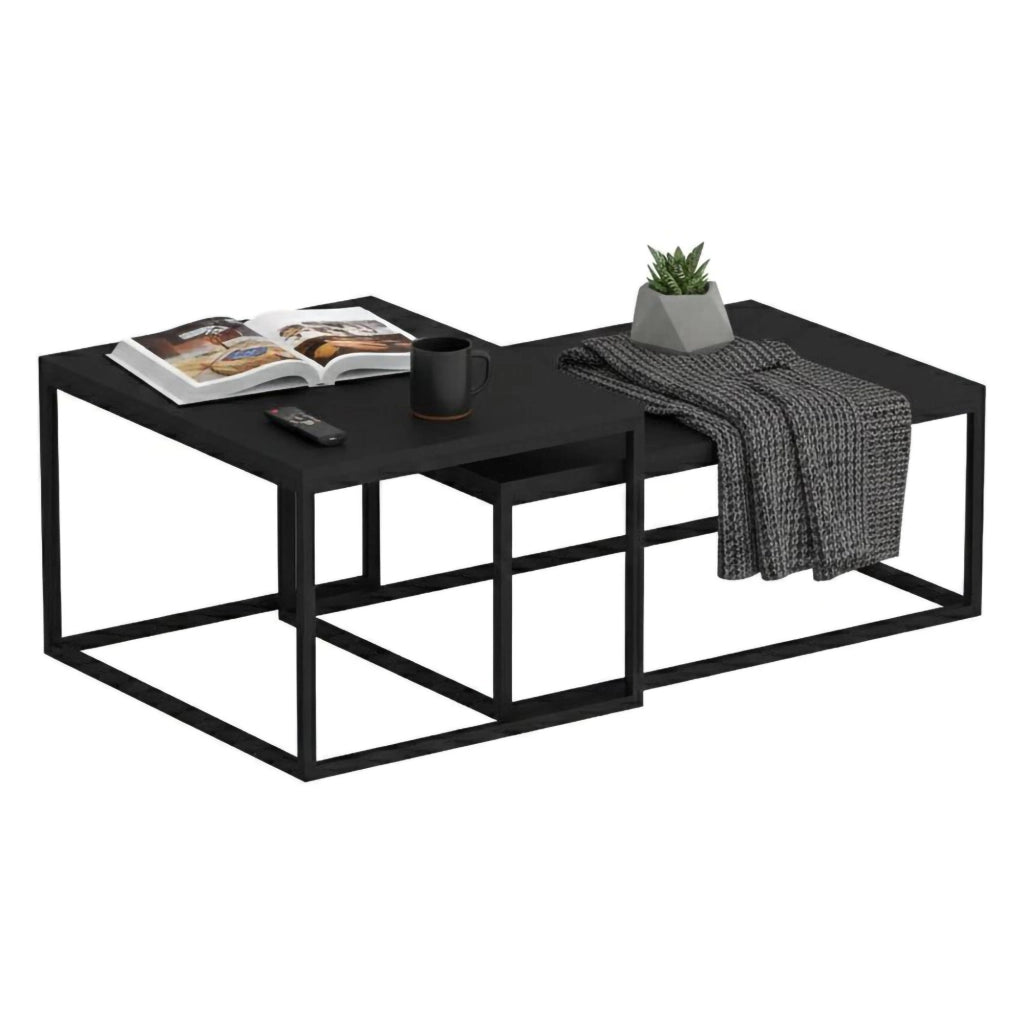 Liro, Tavolino da Salotto Forma Rettangolare, 37x72x45h cm Nero