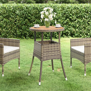 Tavolo da Giardino Ø60x75cm Massello Acacia e Polyrattan Grigio 310603