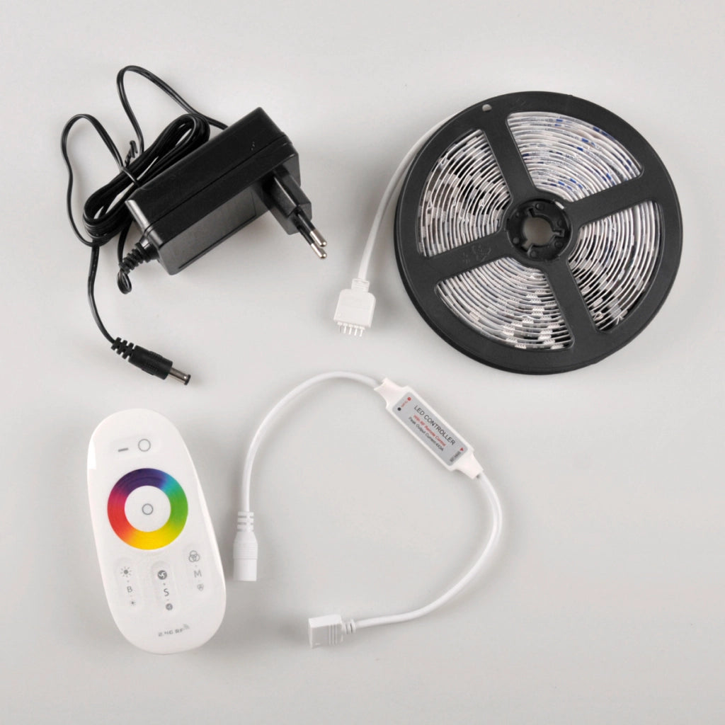Kit Striscia LED RGB+4000K 5m 24V IP20 con telecomando Polux