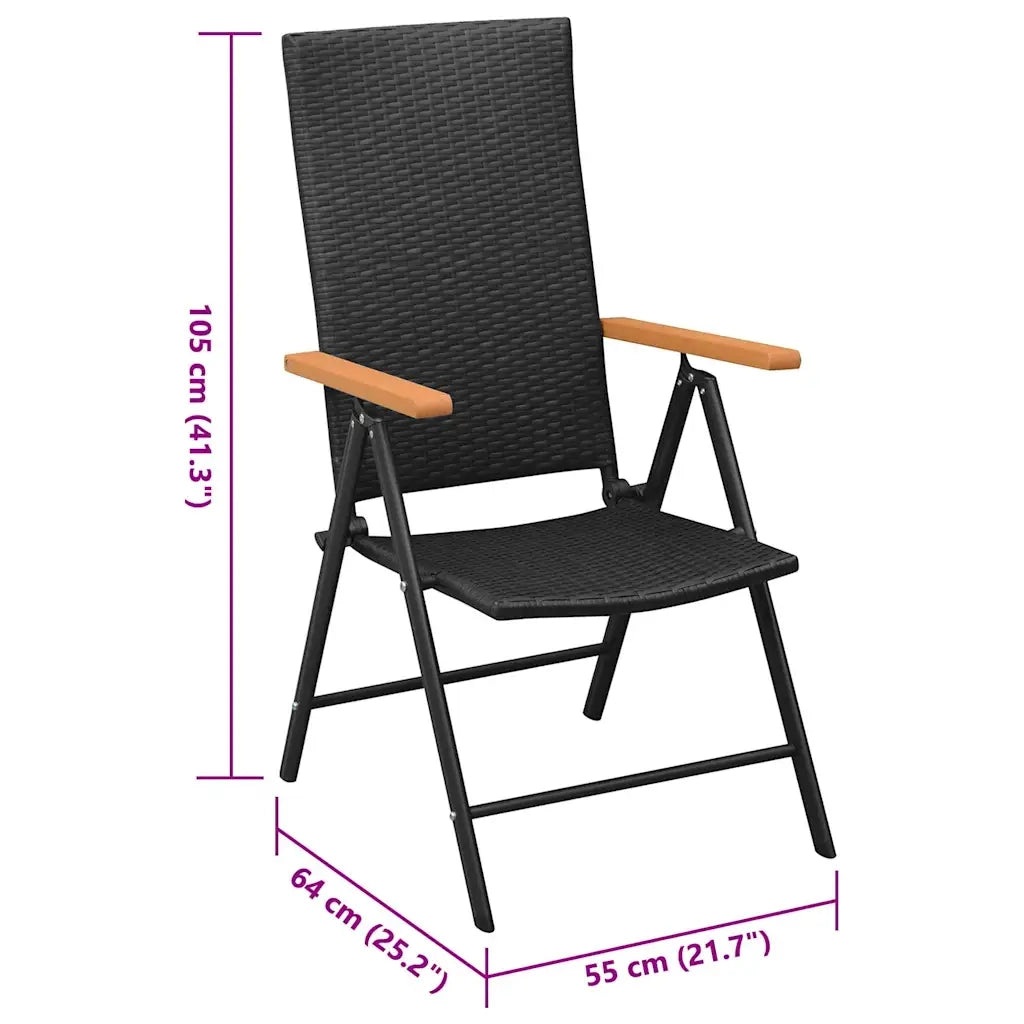 Sedie da Giardino Impilabili 2 pz in Polyrattan Nere cod mxl 16283