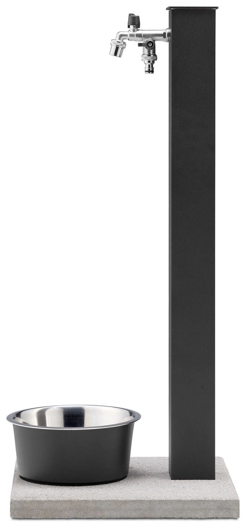 Fontana a Colonna Rubinetto Doppio in Ottone con Base e Vaschetta Abbeveratoio Belfer 42/REX-R Antracite