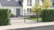 Cancello da Giardino con Punta di Lancia Grigia 175x500 cm Acciaio