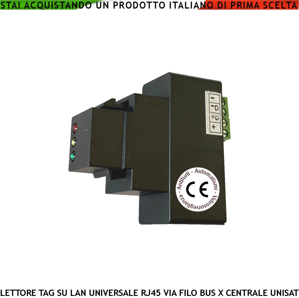 Inseritore Lettore Trasponder per Comandi Centrale UNISAT2 RJ45 Universale di Qualsiasi Marca e Tipo 3 Led Giallo Verde e Rosso Segnalano Lo Stato Antifurto Colegamento BUS Attivazione Parziale Totale