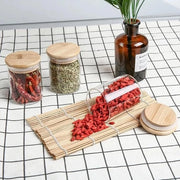 Set di 10 contenitori in vetro per erbe 200 ml - Coperchio in bambù airtight - Contenitore di conservazione per cucina con etichetta - Contenitore di riserva per granaglie polvere di noti - 88 x 65 x 65 cm