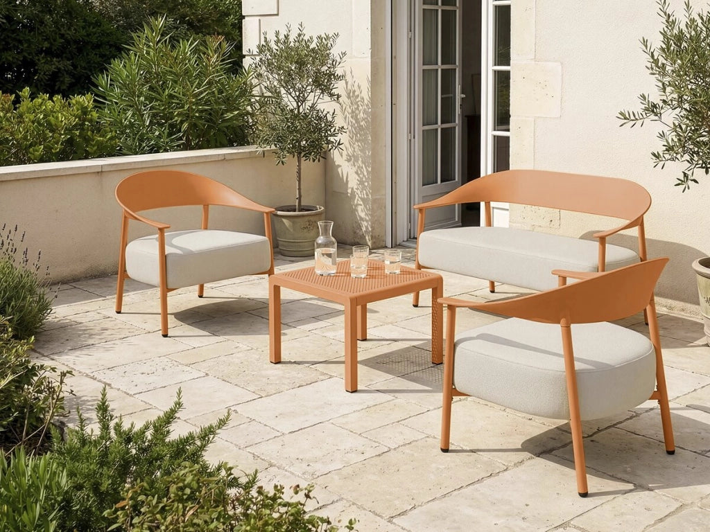 Divano da giardino in plastica e metallo "Céora" - 2 posti - Arancione