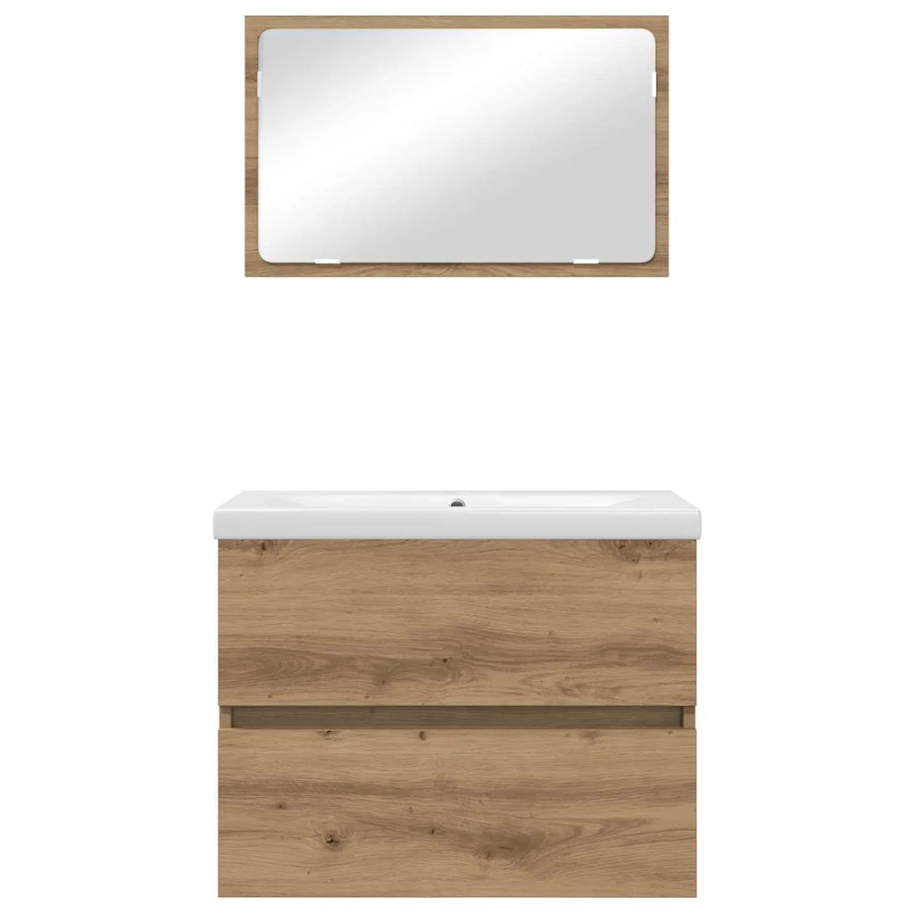 Set di mobili per il Bagno | Armadio da bagno 3 pz Rovere artigianale