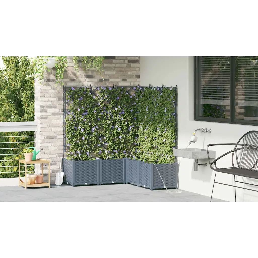 Vaso da giardino 5 pcs Grigio Chiaro Plastica 42002902