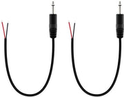 Connettore jack mono 2-polare 1/8" per riparazione di cavi audio - Set da 2 con cavo di 25 cm con connettore a fine aperto per uso su apparecchiature 35 mm