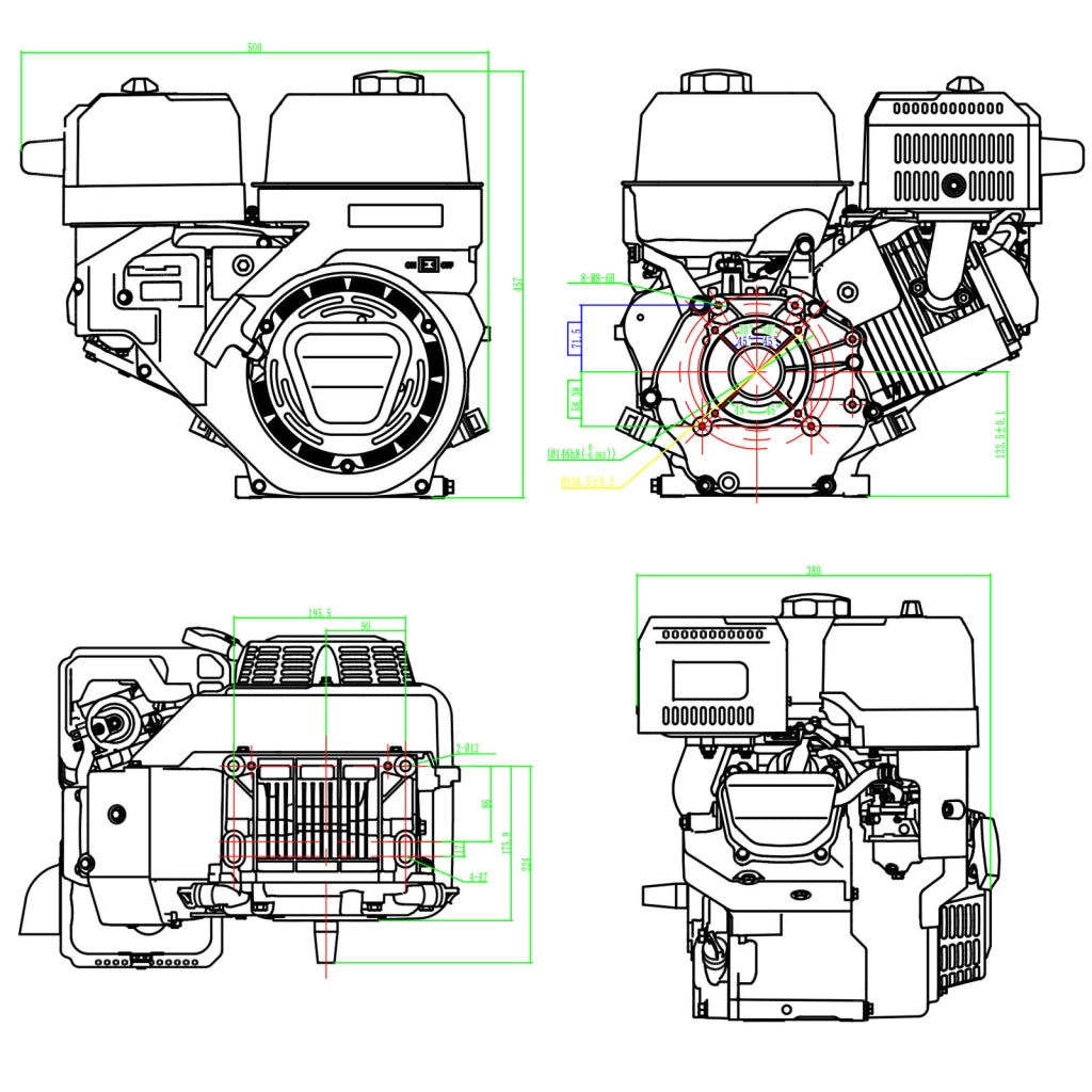 LIFAN KP460-R Motore a benzina 22 mm 16,3 CV a 1 cilindro per piastre vibranti e macchine edili