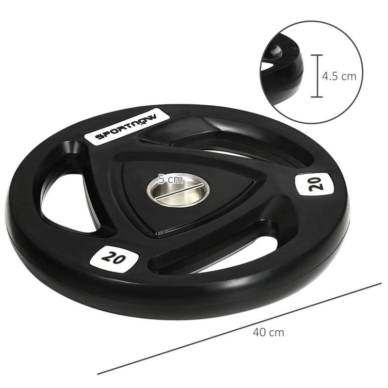 SET DI 2 DISCHI PESI IN ACCIAIO CON RIVESTIMENTO IN GOMMA PER BILANCIERE 20 KG