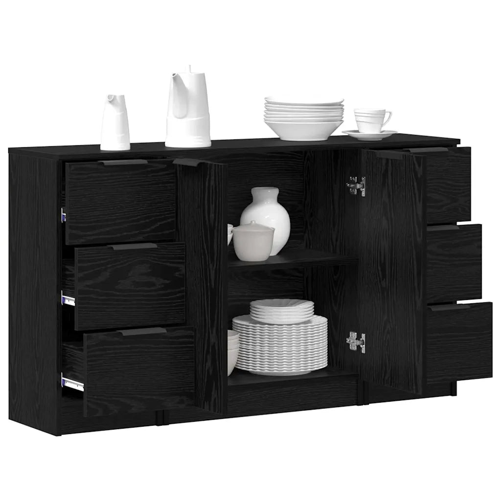 vidaXL Credenza 3 pcs Rovere nero 121 x 30 x 70 cm Legno multistrato