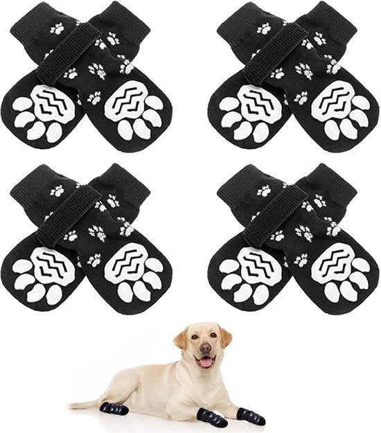 Calze antiscivolo per cani - 8 pezzi - Calze per cani adattabili - Protezione per zampe - Bicchiere per cani - Bicchiere interno/esterno - Cotone 16x6,5cm