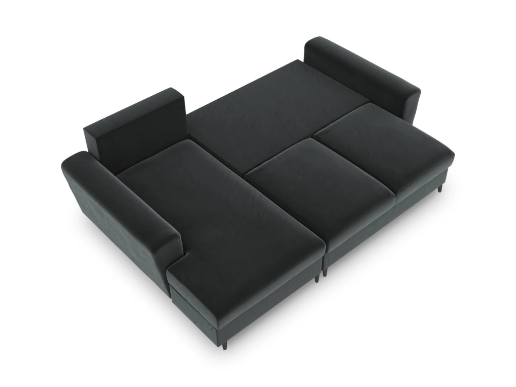 Cosmopolitan Design - Divano convertibile angolare sinistro con contenitore "Kyoto" 4 posti in velluto grigio scuro 