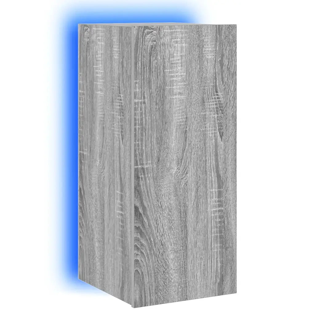 Mobile TV a Parete con Luci LED Grigio Sonoma 30,5x35x70 cm 837242