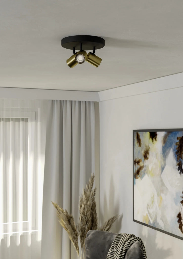 Spot Moderno Consuma 1 Acciaio Ottone 3 Luci Gu10 Ip44