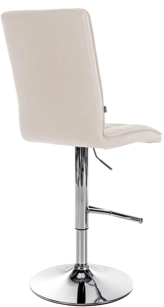 Sgabello da bar Peking in tessuto crema,cromo