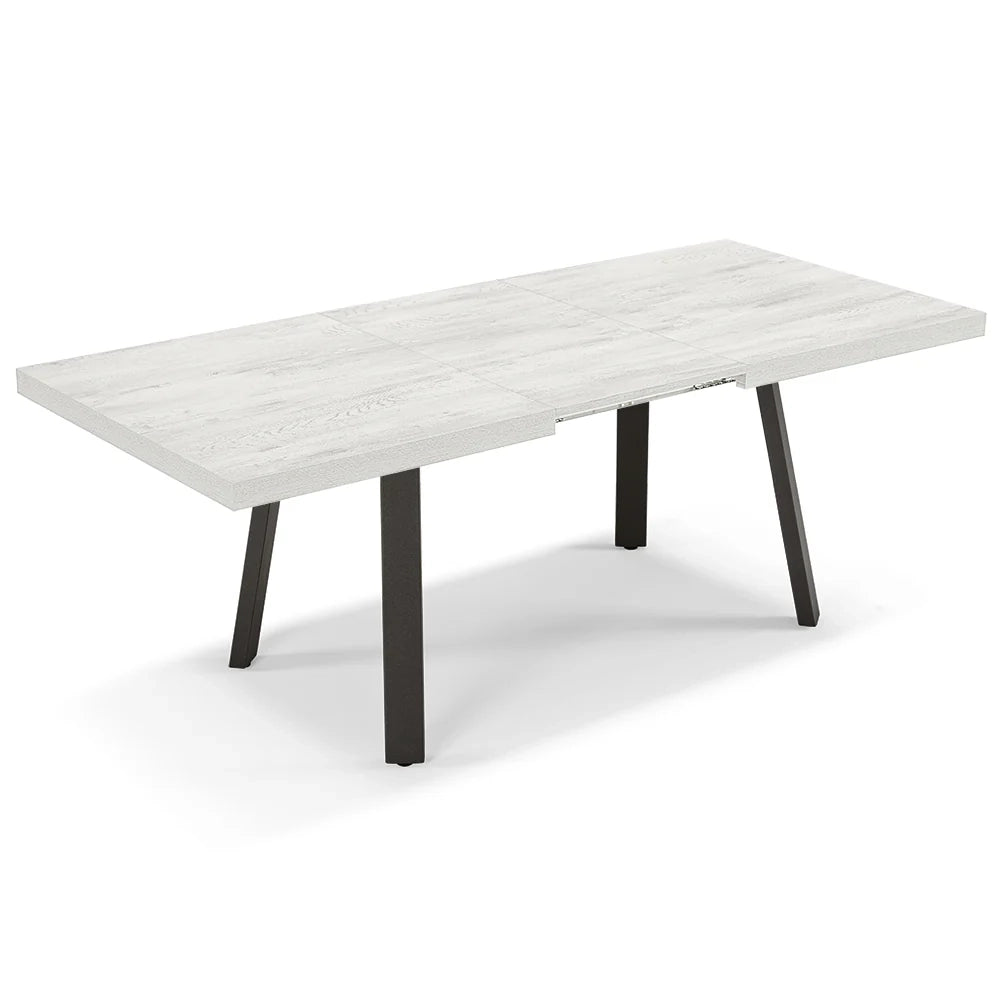 Tavolo allungabile da pranzo Quercia Bianco 160X90 modello MIRO’ fino a 260 CM per sala da pranzo, cucina e soggiorno, design moderno con top in melaminico