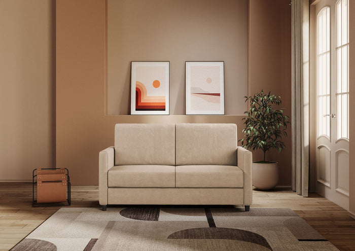 Divano 2 Posti 158x85x85 cm Karay in Tessuto Beige