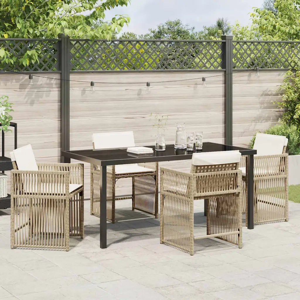 Set da Pranzo per Giardino 5 pcs Beige polyrattan 3380787