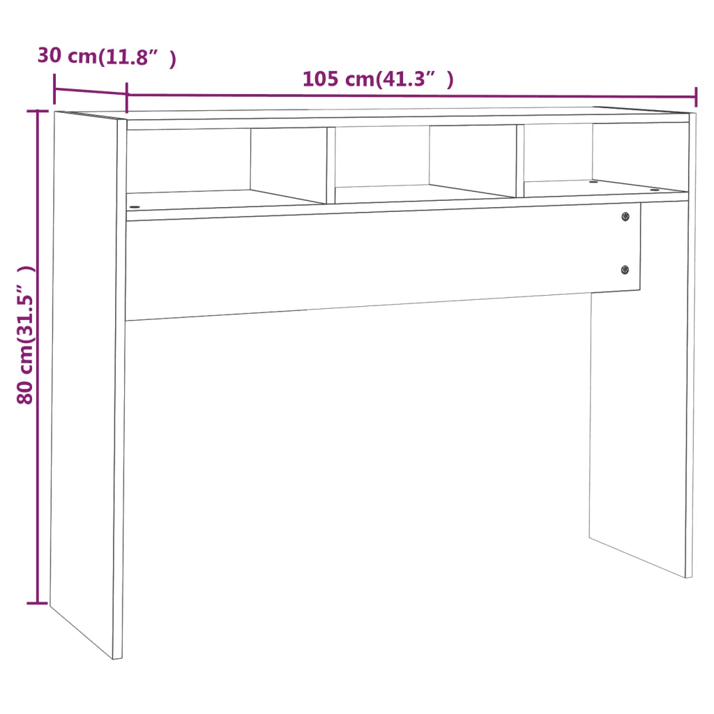 Tavolino Consolle Nero 105x30x80 cm in Legno Multistrato 808306