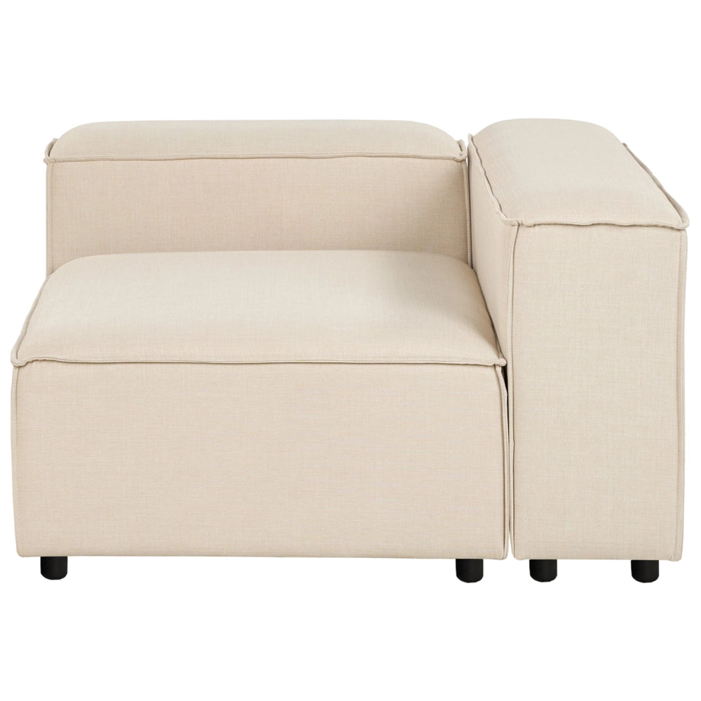 Modulo angolare 1 posto con gambe nere rivestite in tessuto poliestere beige lato sinistro con Gambe Nere Soggiorno
