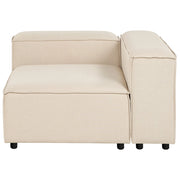Modulo angolare 1 posto con gambe nere rivestite in tessuto poliestere beige lato sinistro con Gambe Nere Soggiorno