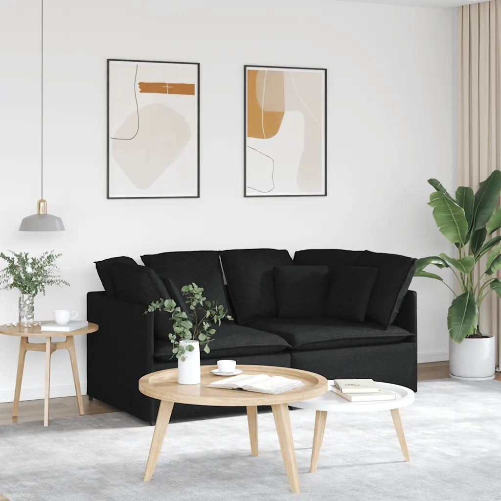 Divano | Divano da soggiorno | Sofa Modulare con Cuscini in Tessuto Nero