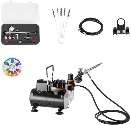 Kit di pennello a spruzzo con compressore di aria, 1 pennello e 2 tubi di aria
