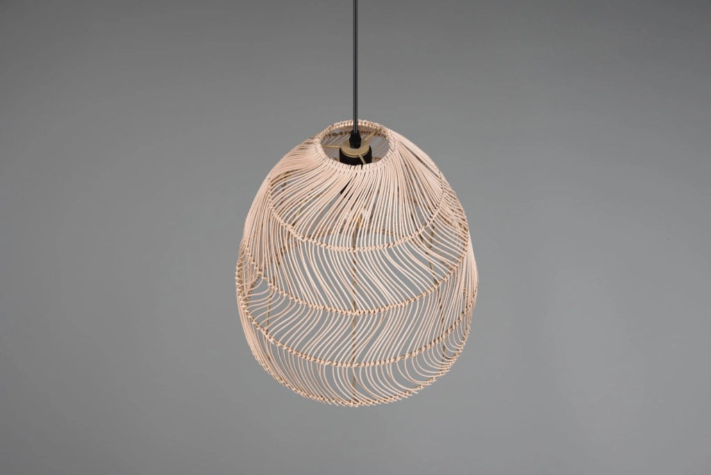 Lampada a sospensione RIKE rattan nero/marrone Ø35 E27
