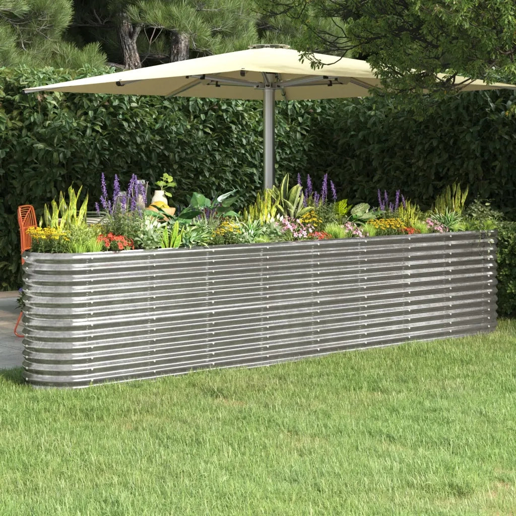 Letto Giardino Acciaio Verniciato a Polvere 332x40x68cm Argento