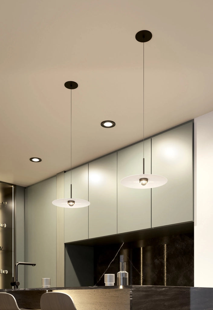 Lampada a Sospensione LED Hat Surface 8W 83° 2700K Nero Opaco - Apparecchio a Plafone o Incasso per Illuminazione d'Interni - Beneito & Faure