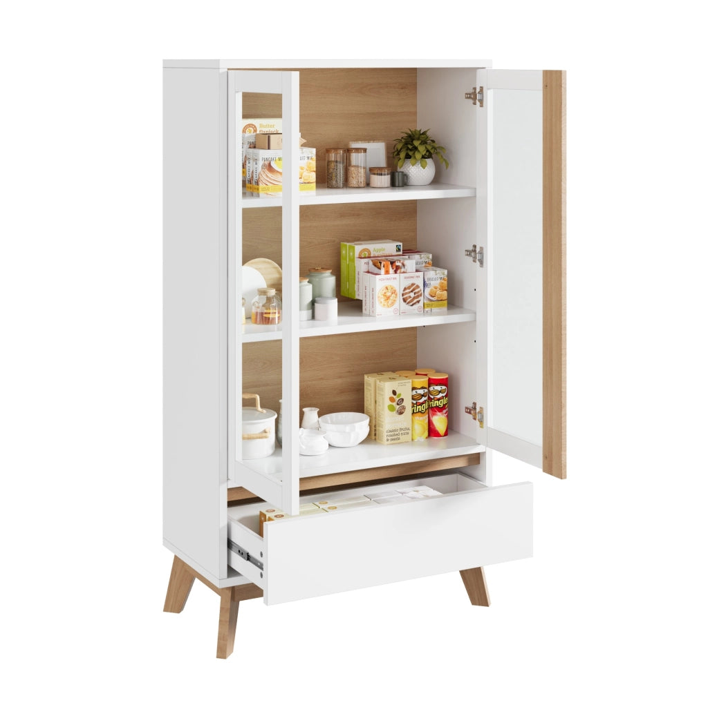 Mobile da Cucina con Ripiani Regolabili, Bianco e Effetto Legno, 80x40x150 cm