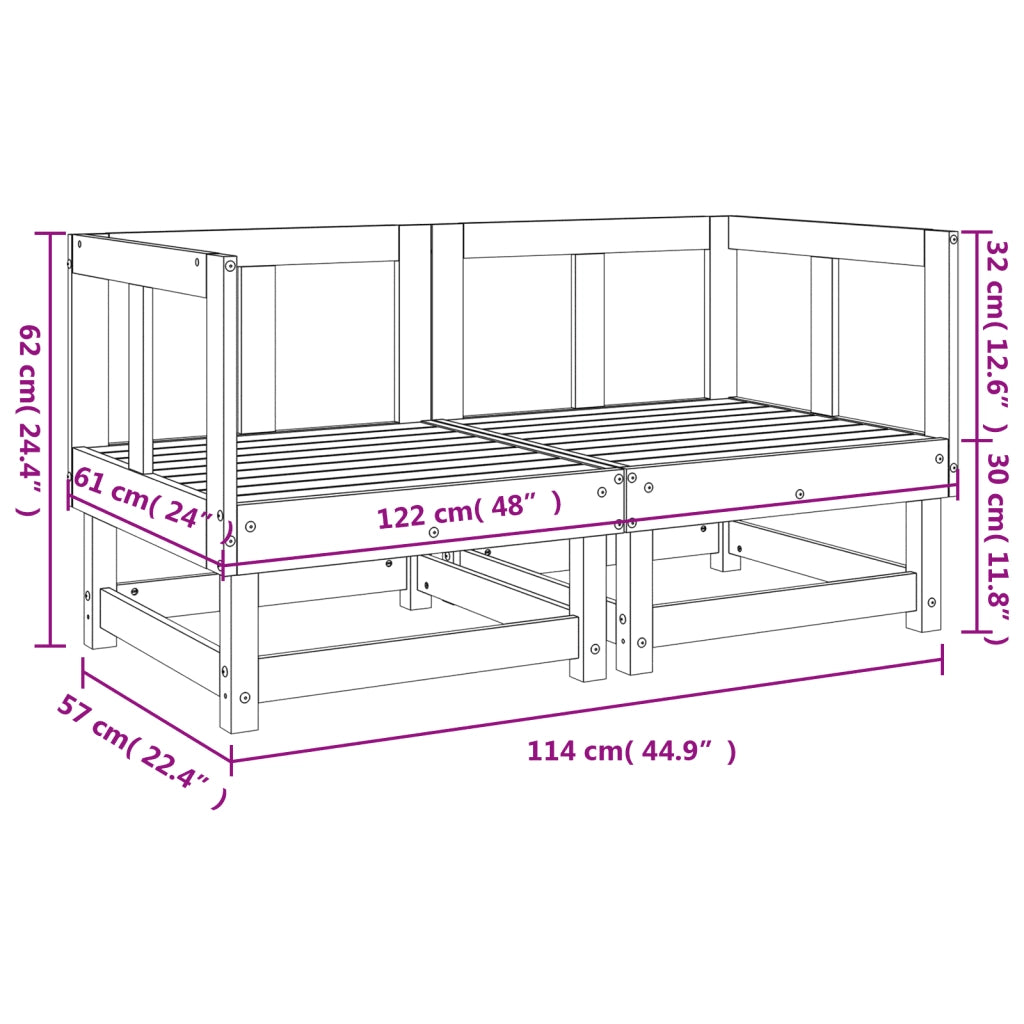 Divani Angolari da Giardino 2pz Ambra in Legno Massello di Pino 825397