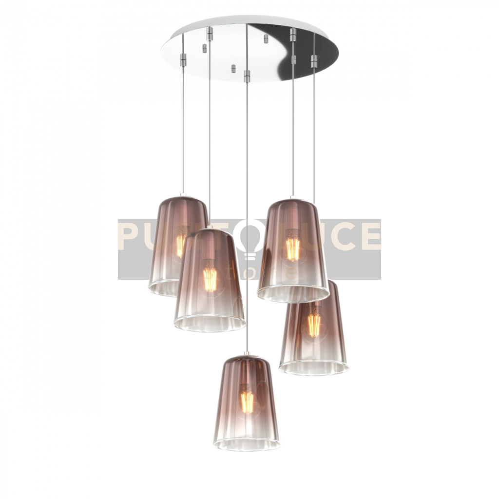 SOSPENSIONE CROMO TONDA 5 LUCI RAME 1164CR-S5 T-RA