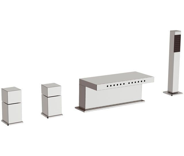 Miscelatore cube waterfall bordo vasca bocca con effetto multigetto