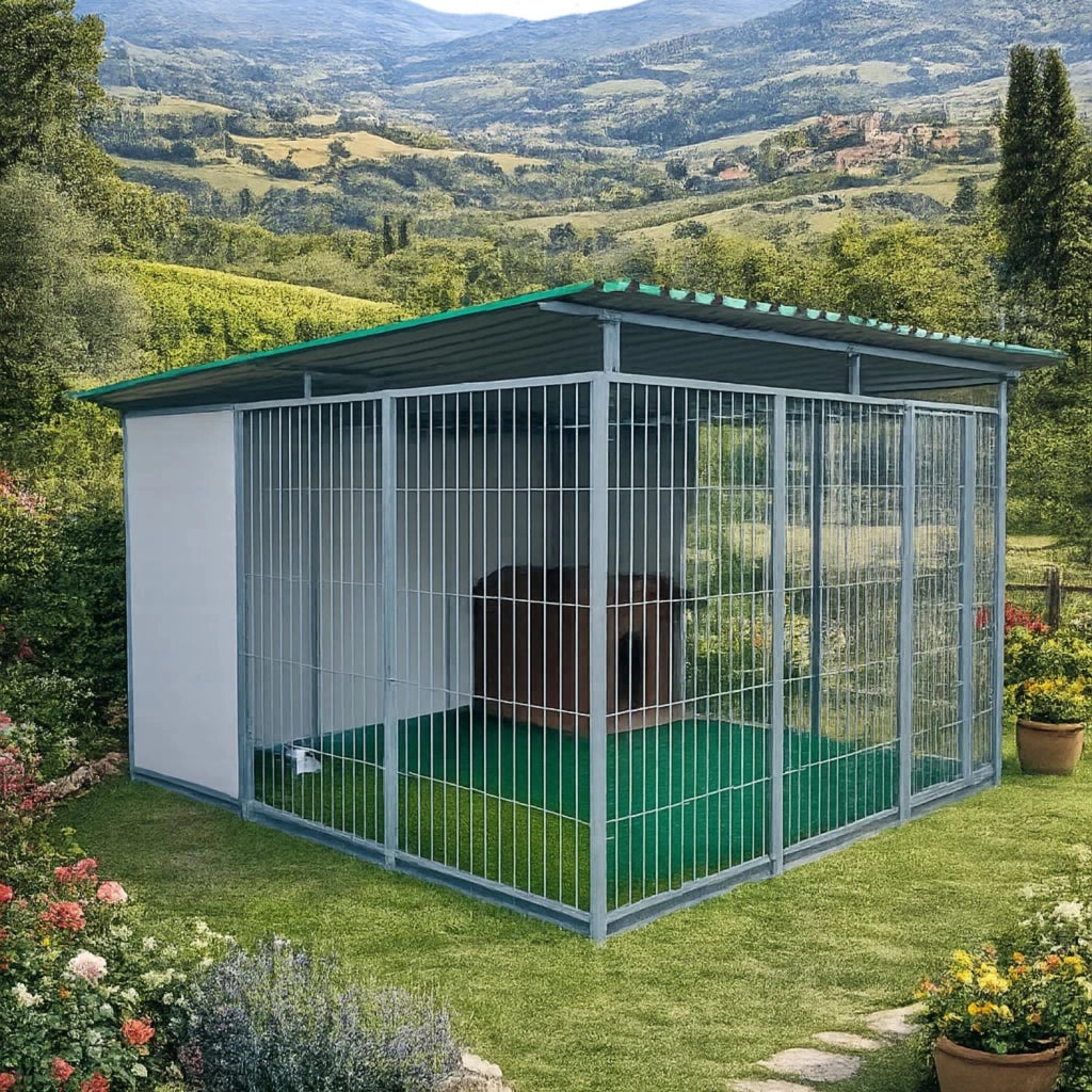 Box per cani da esterno coperto e retro coibentato zincatura a caldo da 300x300xh180 cm