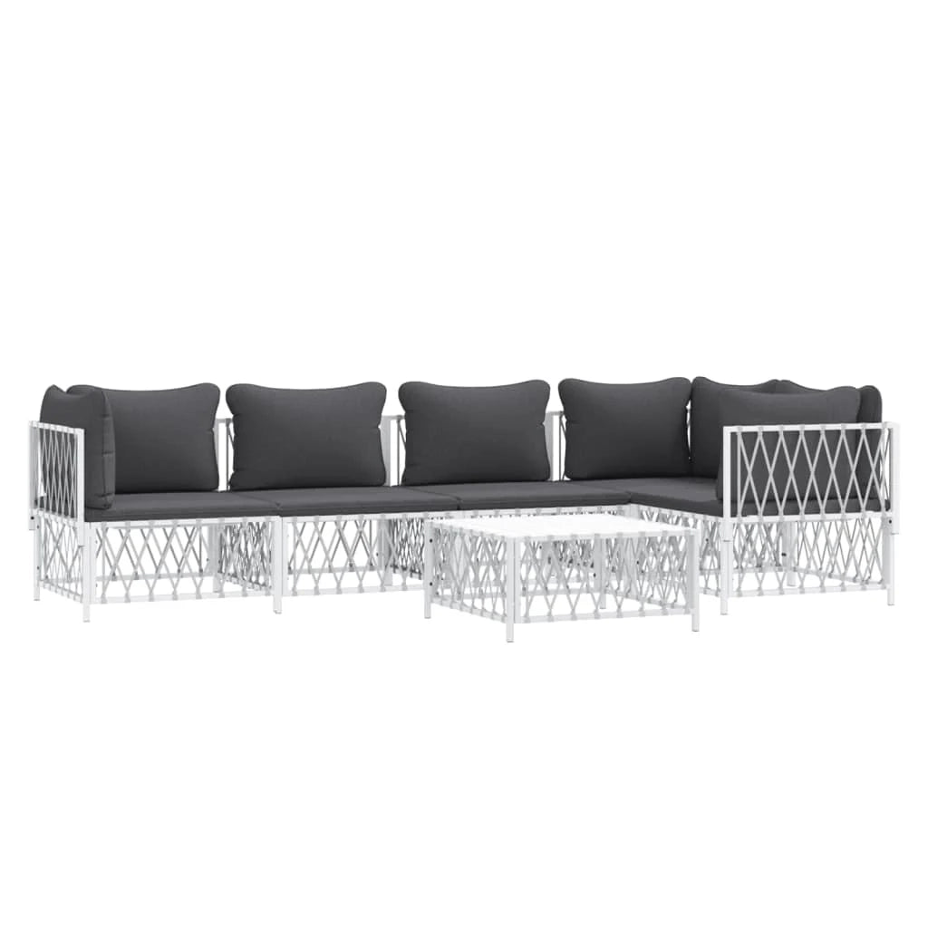 Mobili da giardino mobili da esterno set di mobili con cuscini 6 pezzi acciaio bianco 02_0018316