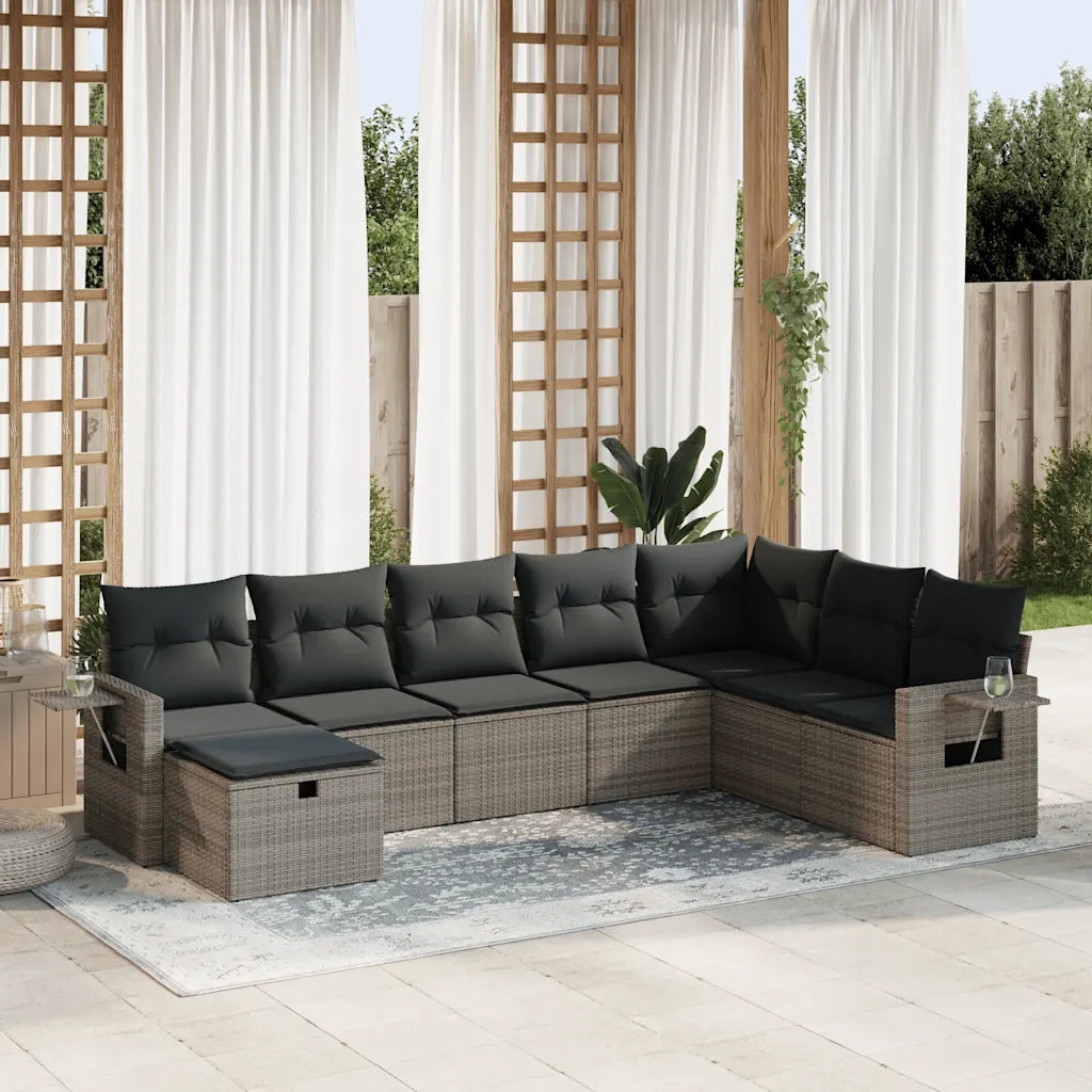 Set Divano da Giardino 8 pz con Cuscini Grigio in Polyrattan 3325536