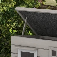 Casetta per Gatti con Tetto in Asfalto, Cuccia per Gatti con Finestra, Resistente alle Intemperie, Legno di Abete, 87 x 52 x 44 cm, Grigio e Nero