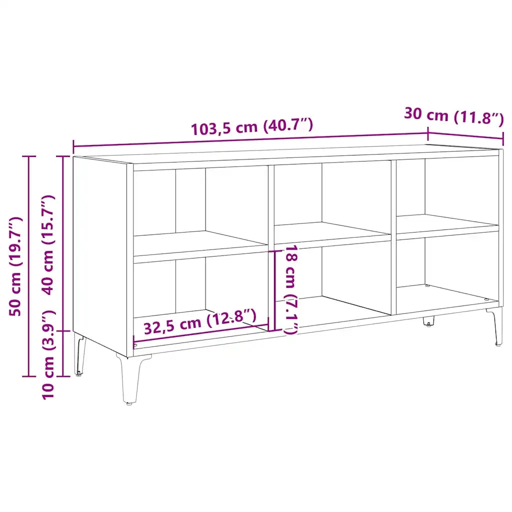 Mobile TV con Gambe in Metallo Rovere Fumo 103,5x30x50 cm cod mxl 13743