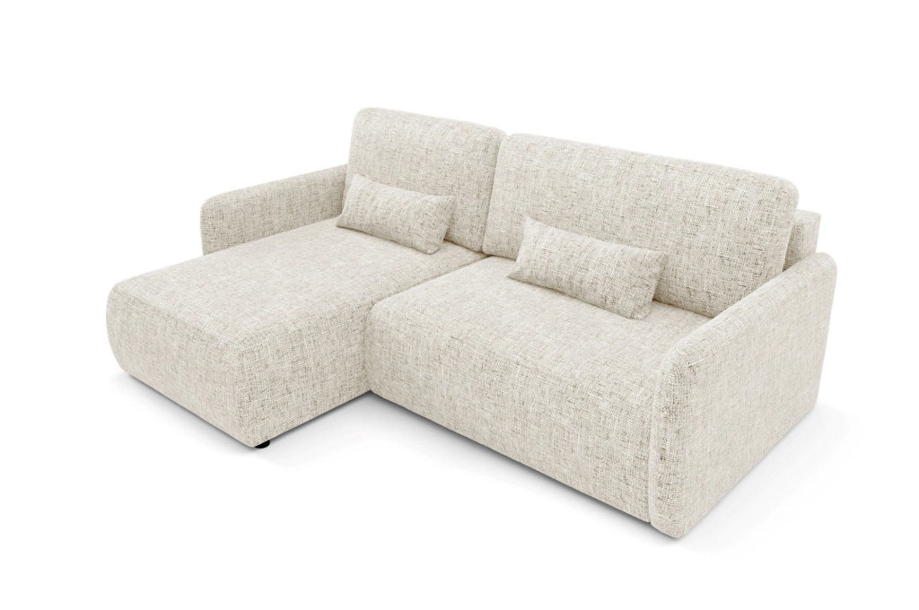 Pagno, Divano Letto con Penisola Contenitore, 207x148 cm Beige Chiaro