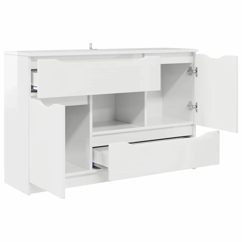 Credenza | Madia | Buffet da pranzo | Armadio da pranzo Bianco Lucido 100 x 30 x 65,6 Legno multistrato