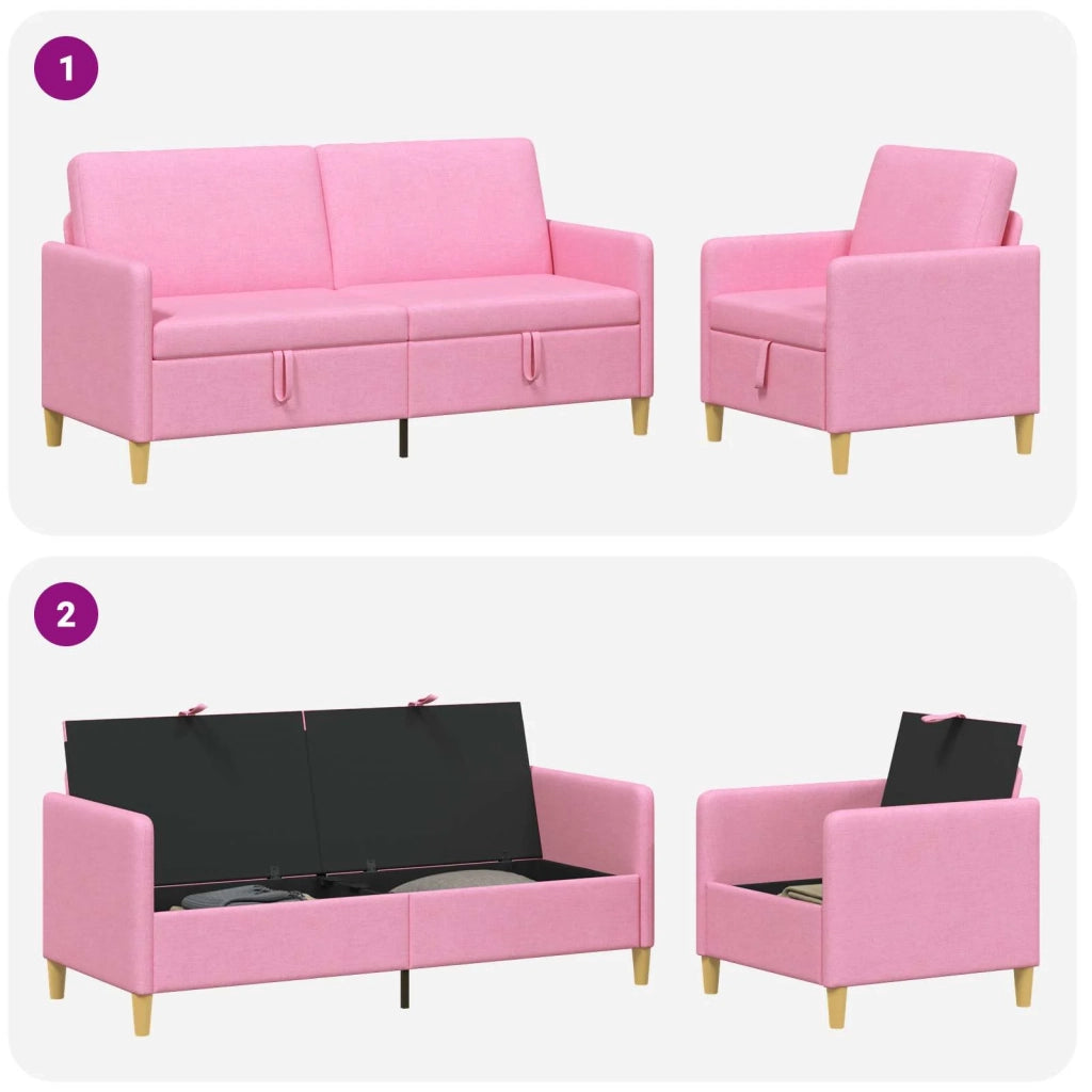 Set di Divani con Storage 2 pcs Rosa Poliestere 3429216