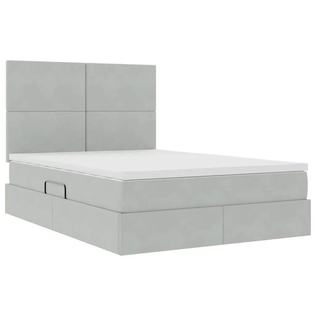 Letto con contenitore e materasso Grigio chiaro 140 x 190 cm