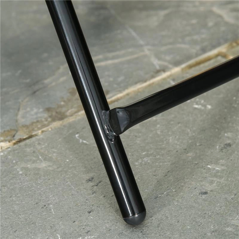 TAVOLO DA GIARDINO PIEGHEVOLE IN METALLO CON RIPIANO IN VETRO 45 X 50 CM NERO