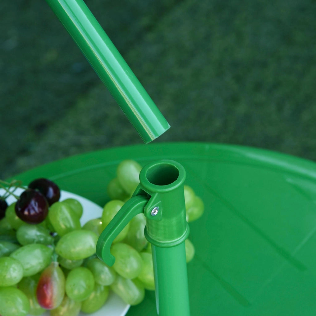 Set Tavolino e 2 Sedie Pieghevoli da Giardino per Bambini con Ombrello Verde Rana