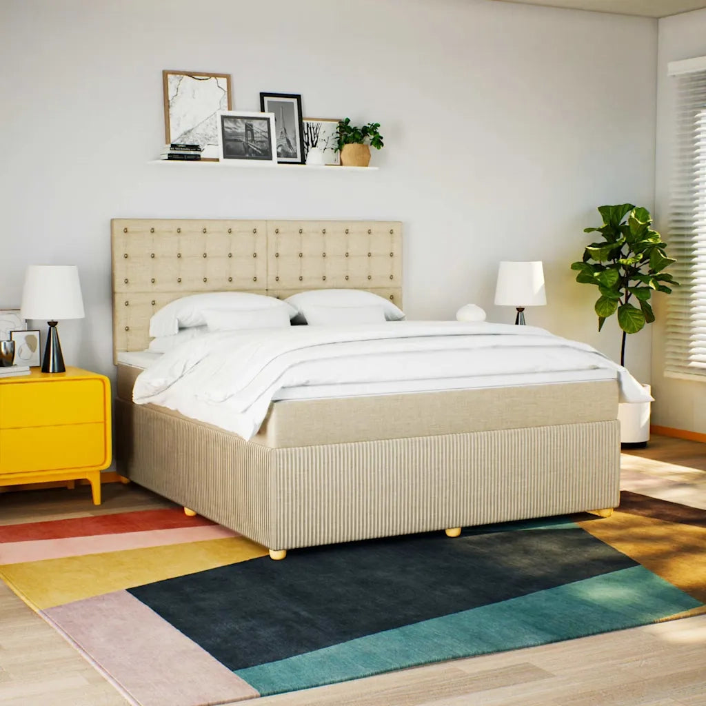 Giroletto a Molle con Materasso Crema 180x200 cm in Tessuto 3292154